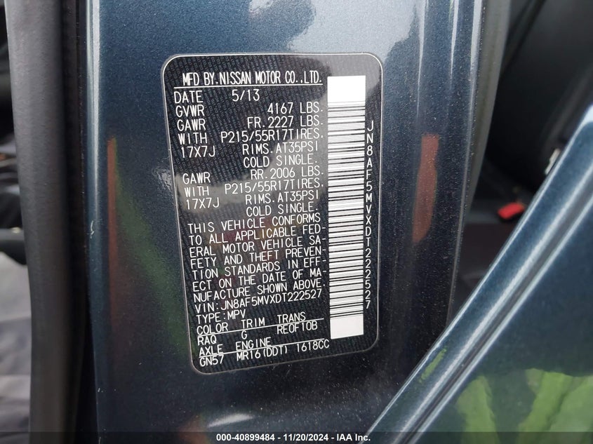 2013 NISSAN JUKE SL - JN8AF5MVXDT222527