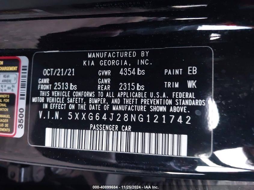 2022 KIA K5 GT-LINE - 5XXG64J28NG121742