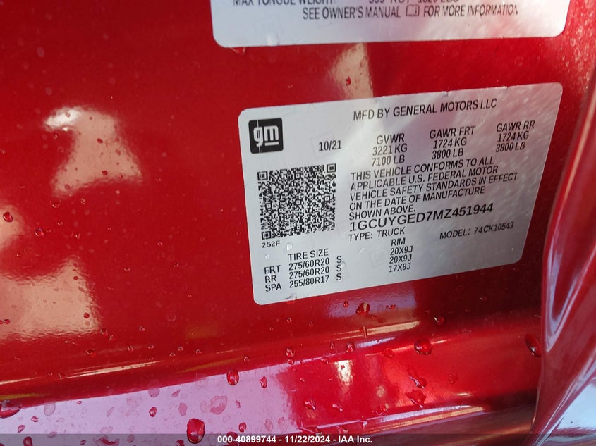 2021 CHEVROLET SILVERADO 1500 4WD  SHORT BED LTZ - 1GCUYGED7MZ451944