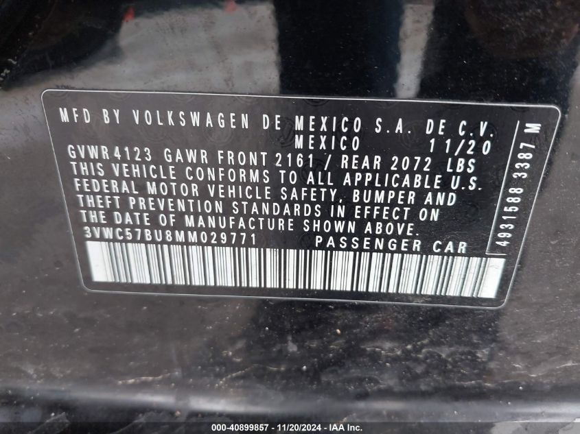 VIN 3VWC57BU8MM029771 2021 VOLKSWAGEN JETTA no.9