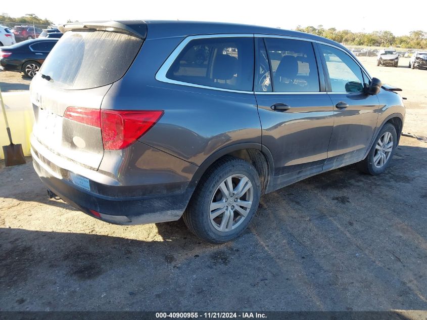 2017 Honda Pilot Lx VIN: 5FNYF5H16HB012114 Lot: 40900955