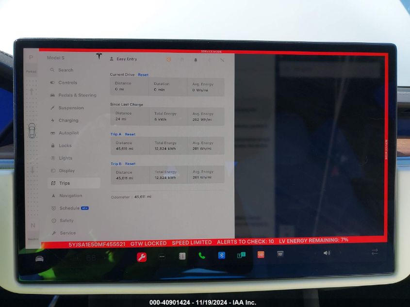 2021 Tesla Model S Long Range Dual Motor All-Wheel Drive VIN: 5YJSA1E50MF455521 Lot: 40901424