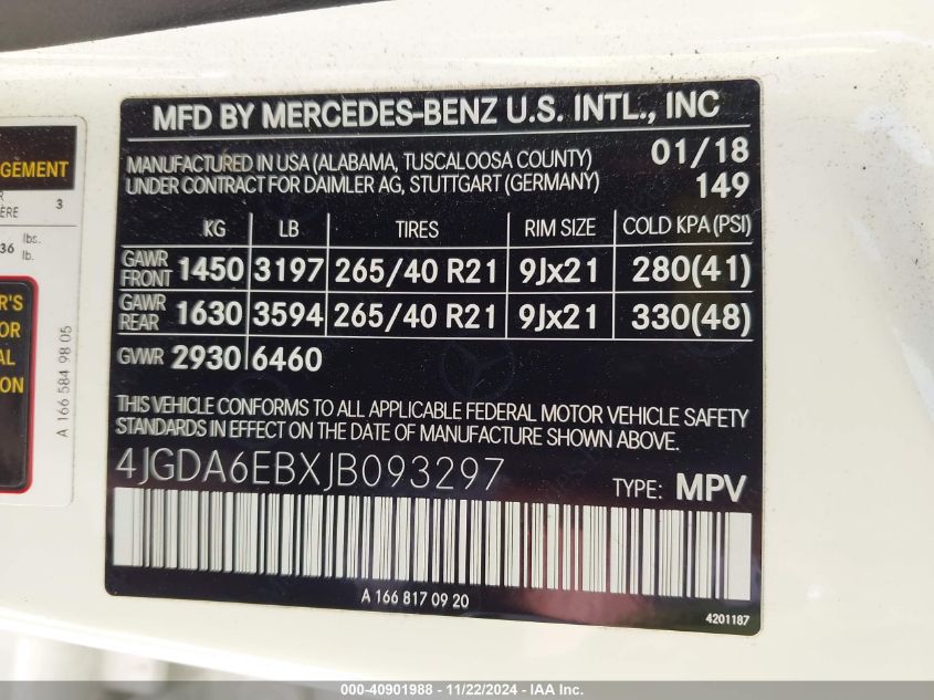 VIN 4JGDA6EBXJB093297 2018 Mercedes-Benz Amg Gle 43... no.9