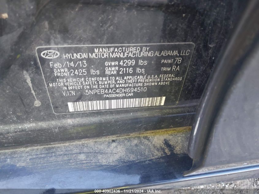 2013 HYUNDAI SONATA GLS - 5NPEB4AC4DH694510