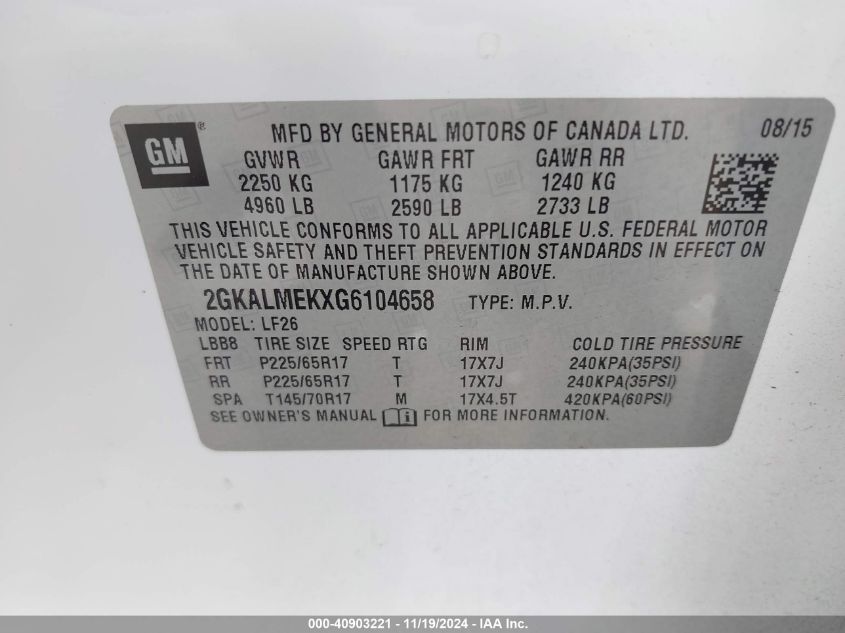 VIN 2GKALMEKXG6104658 2016 GMC Terrain, Sle-1 no.9