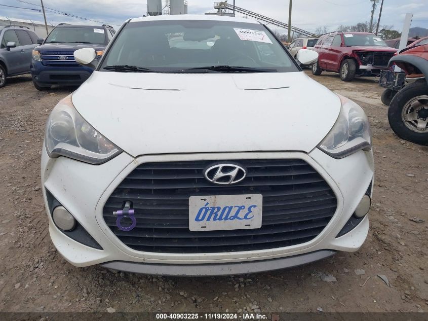 2014 Hyundai Veloster Turbo W/Blue VIN: KMHTC6AEXEU208335 Lot: 40903225