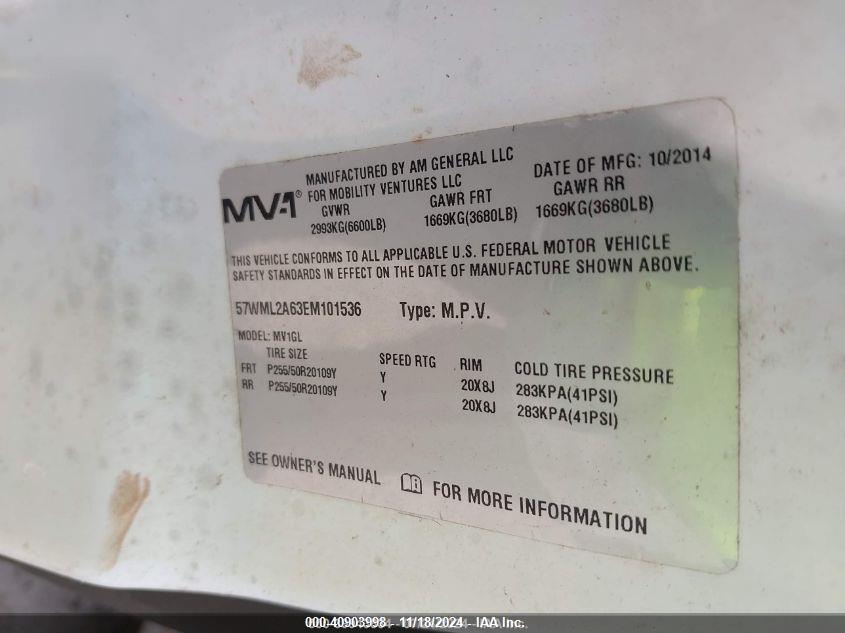2014 AM GENERAL MV-1 VIN: 57WML2A63EM101536