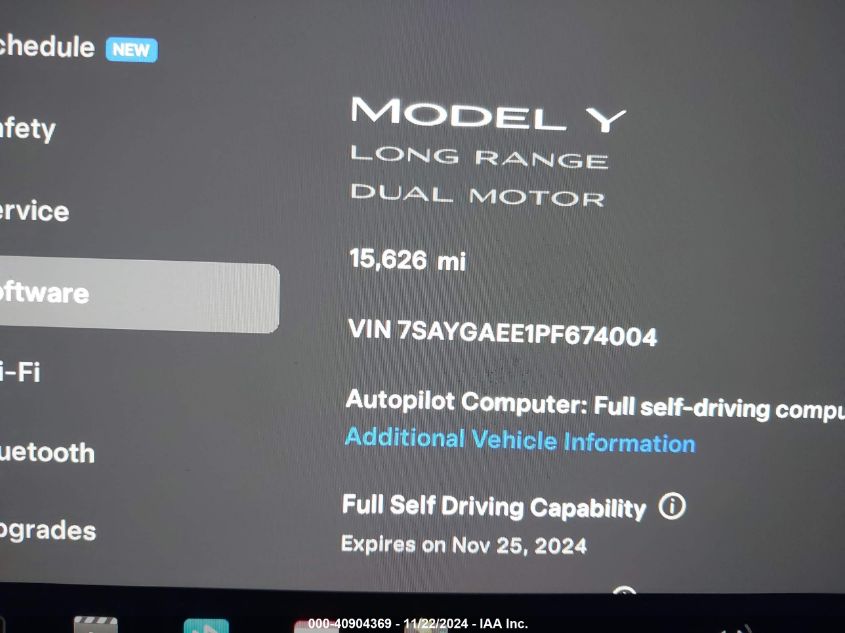 2023 Tesla Model Y Awd/Long Range Dual Motor All-Wheel Drive VIN: 7SAYGAEE1PF674004 Lot: 40904369