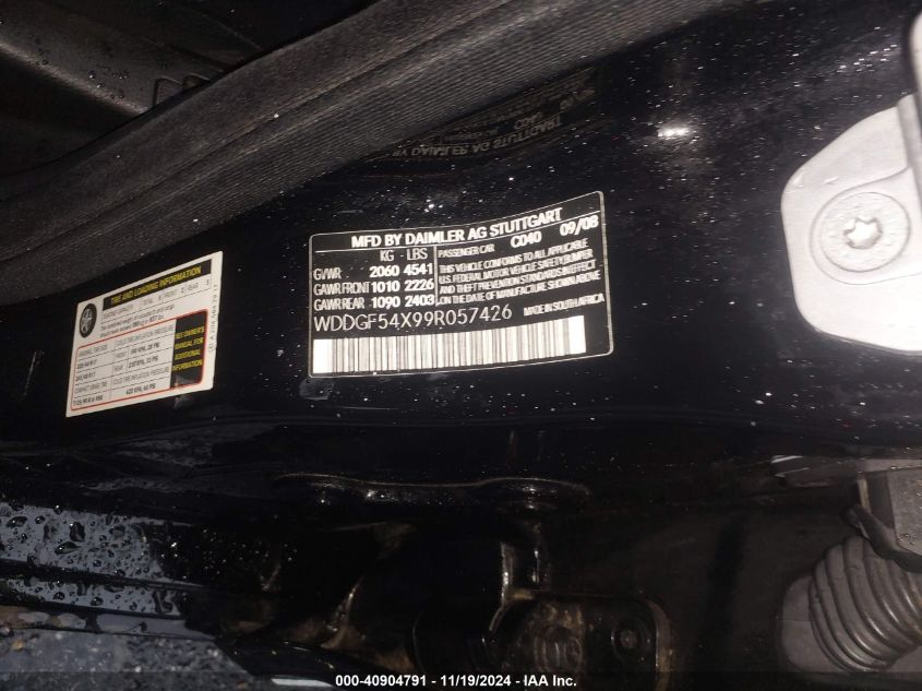 2009 Mercedes-Benz C 300 Luxury/Sport VIN: WDDGF54X99R057426 Lot: 40904791