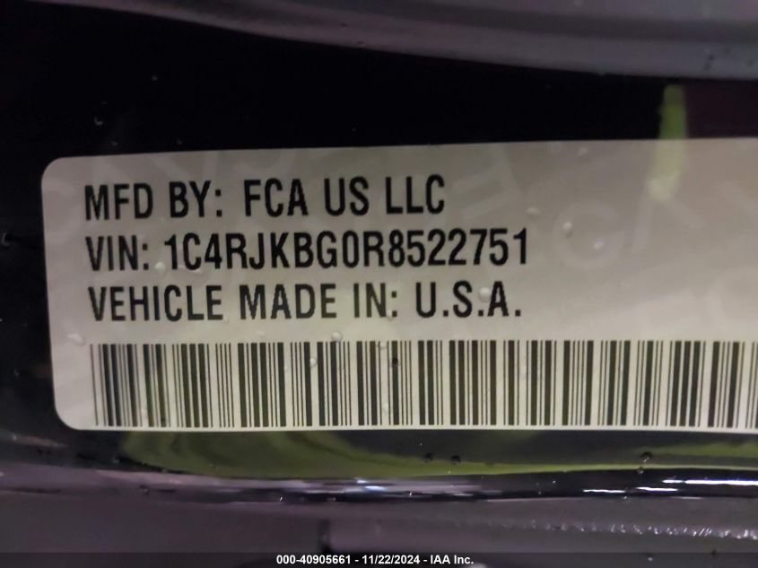 2024 Jeep Grand Cherokee L Limited 4X4 VIN: 1C4RJKBG0R8522751 Lot: 40905661