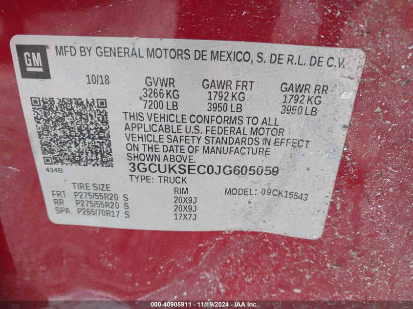 VIN 3GCUKSEC0JG605059 2018 Chevrolet Silverado 1500... no.9