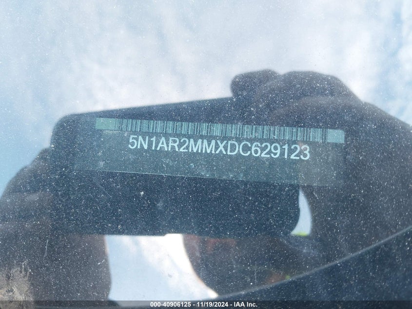 2013 Nissan Pathfinder S VIN: 5N1AR2MMXDC629123 Lot: 40906125