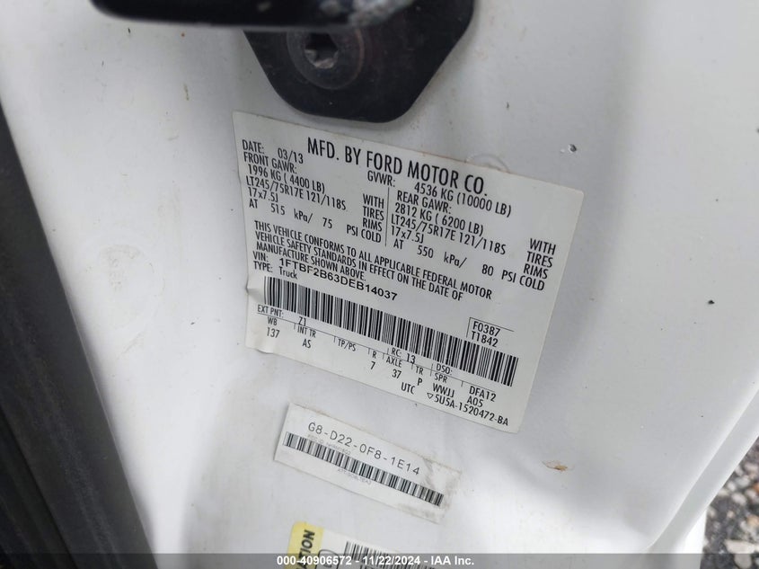 2013 FORD F-250 XL - 1FTBF2B63DEB14037