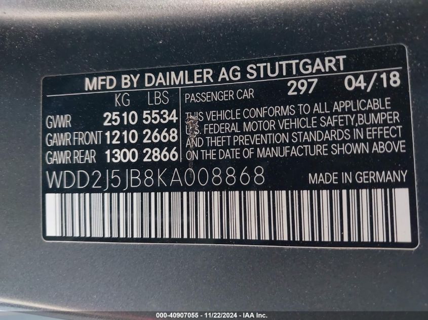 2019 MERCEDES-BENZ CLS 450 - WDD2J5JB8KA008868