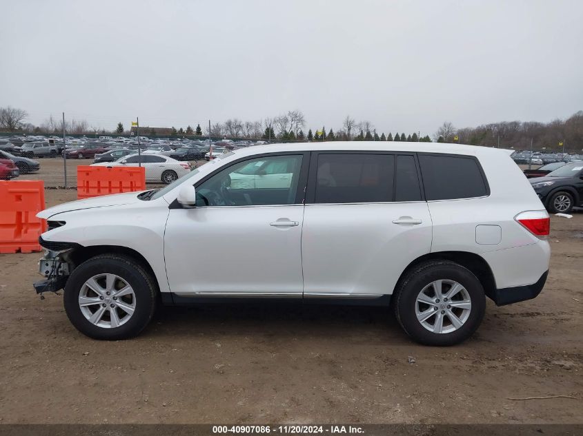 2013 Toyota Highlander Base V6 VIN: 5TDZK3EH3DS121223 Lot: 40907086