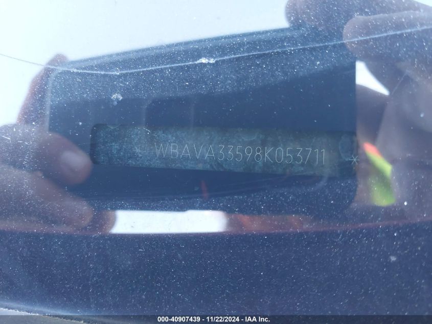 2008 BMW 328I VIN: WBAVA33598K053711 Lot: 40907439