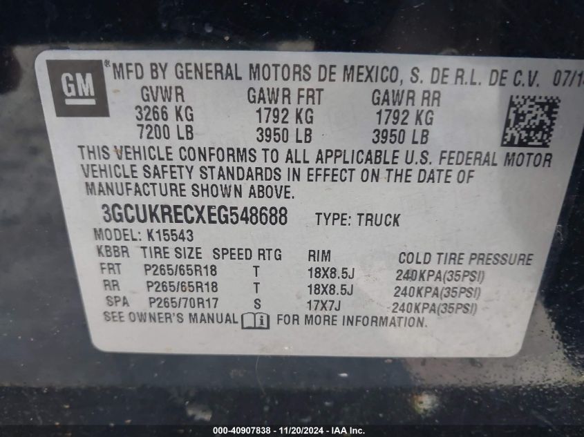 VIN 3GCUKRECXEG548688 2014 Chevrolet Silverado 1500... no.9