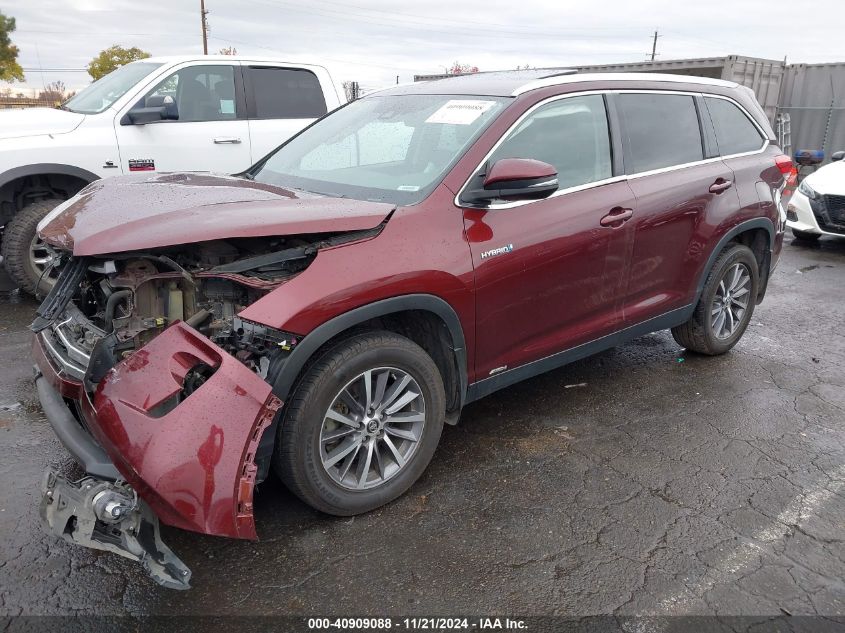 2019 Toyota Highlander Hybrid Xle VIN: 5TDJGRFH5KS057604 Lot: 40909088