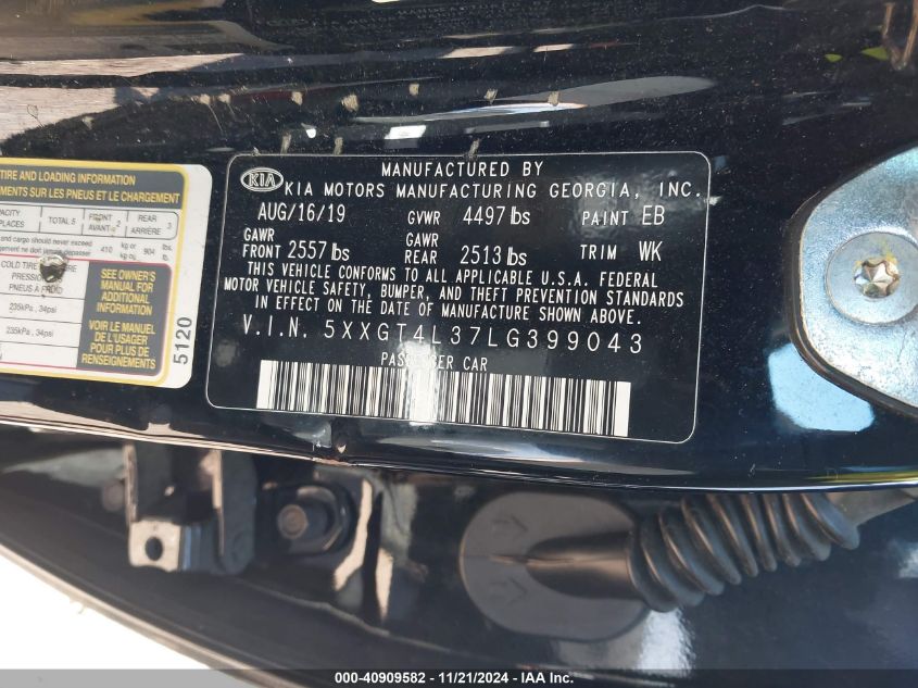 2020 KIA OPTIMA VIN: 5XXGT4L37LG399043
