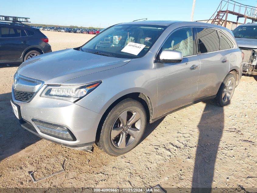 2014 Acura Mdx VIN: 5FRYD4H21EB015733 Lot: 40909681