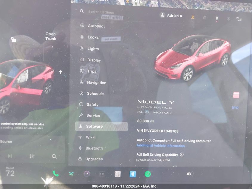 2020 Tesla Model Y Long Range Dual Motor All-Wheel Drive VIN: 5YJYGDEE1LF049708 Lot: 40910119