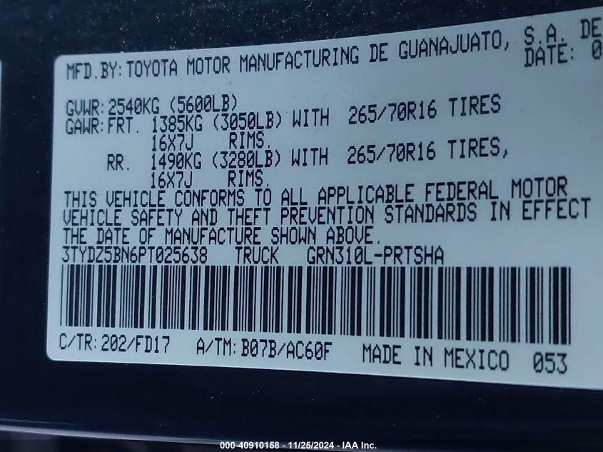 VIN 3TYDZ5BN6PT025638 2023 Toyota Tacoma, Trd Off Road no.9