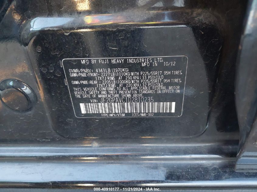 2013 SUBARU XV CROSSTREK 2.0I PREMIUM - JF2GPAVC1D2810235