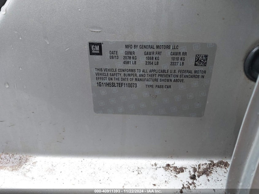 2014 CHEVROLET MALIBU 1LZ - 1G11H5SL7EF110073