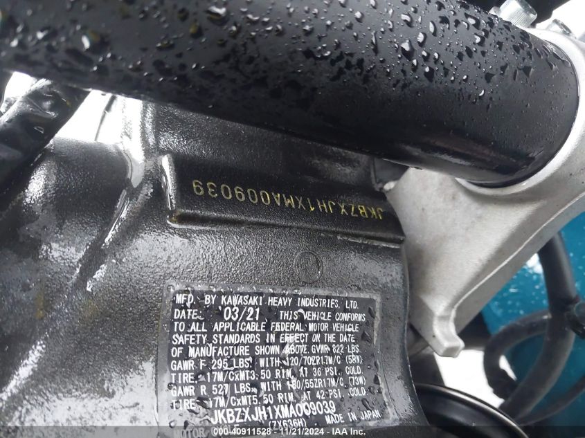 2021 KAWASAKI ZX636 K - JKBZXJH1XMA009039