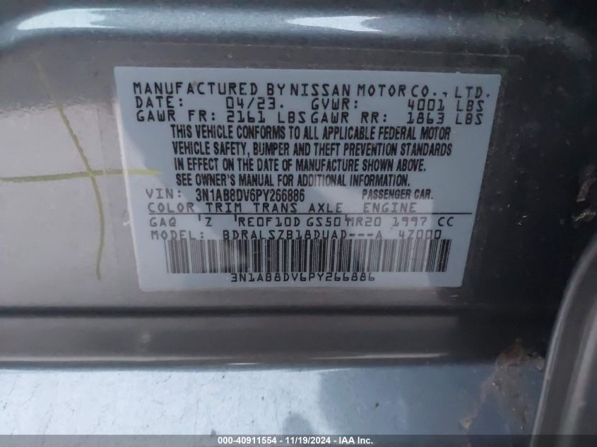 2023 NISSAN SENTRA SR XTRONIC CVT - 3N1AB8DV6PY266886