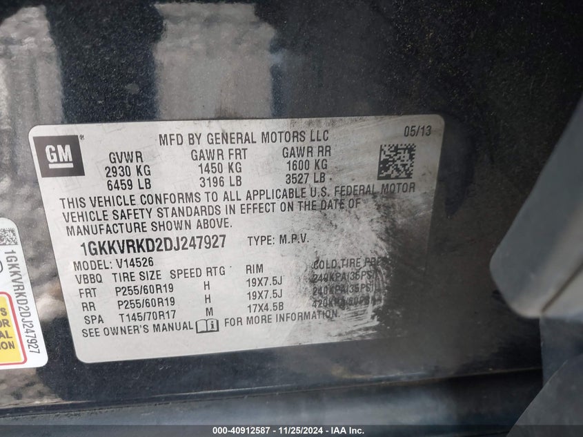 2013 GMC ACADIA SLT-1 - 1GKKVRKD2DJ247927