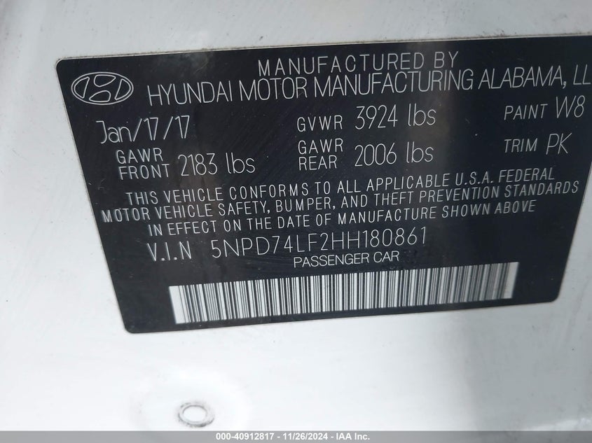 2017 HYUNDAI ELANTRA SE - 5NPD74LF2HH180861