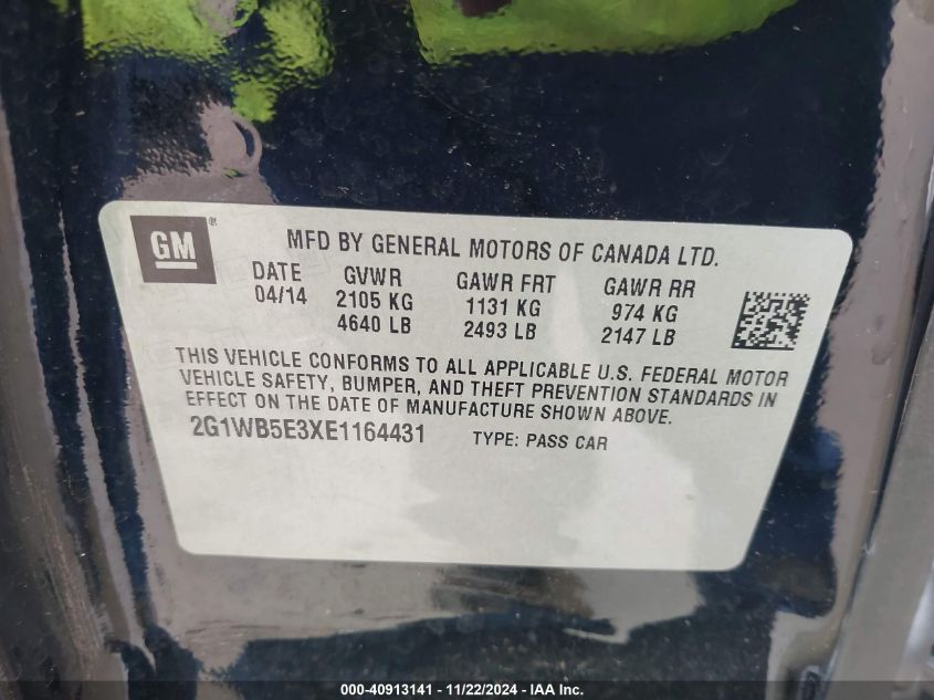 2014 CHEVROLET IMPALA LIMITED LT - 2G1WB5E3XE1164431