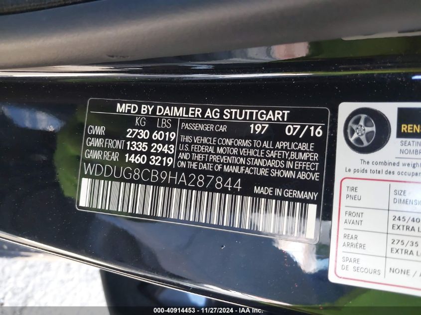 VIN WDDUG8CB9HA287844 2017 Mercedes-Benz S 550 no.9