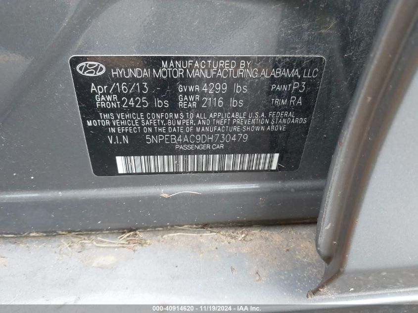 2013 HYUNDAI SONATA GLS - 5NPEB4AC9DH730479