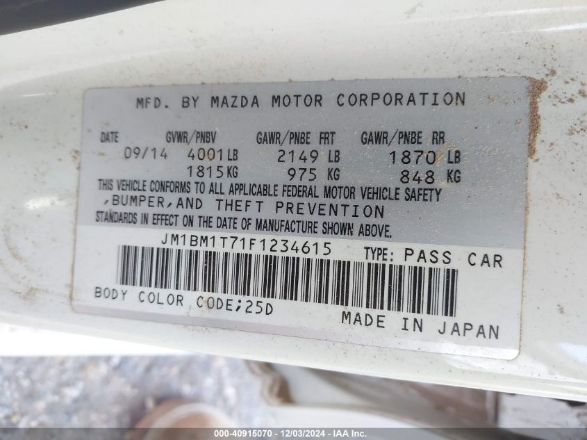 VIN JM1BM1T71F1234615 2015 MAZDA MAZDA3 no.9