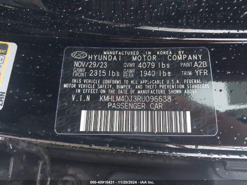 VIN KMHLM4DJ3RU096638 2024 HYUNDAI ELANTRA HYBRID no.9