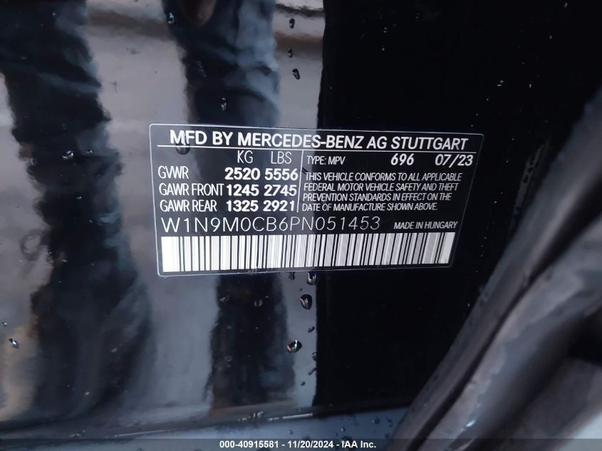 VIN W1N9M0CB6PN051453 2023 Mercedes-Benz Eqb 250 Suv no.9