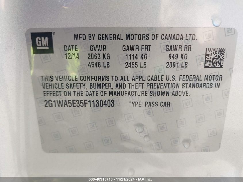 2015 CHEVROLET IMPALA LIMITED LS - 2G1WA5E35F1130403