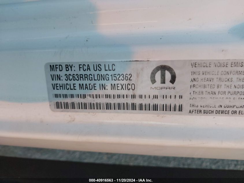 2022 Ram 3500 Tradesman 4X4 8' Box VIN: 3C63RRGL0NG152362 Lot: 40916563