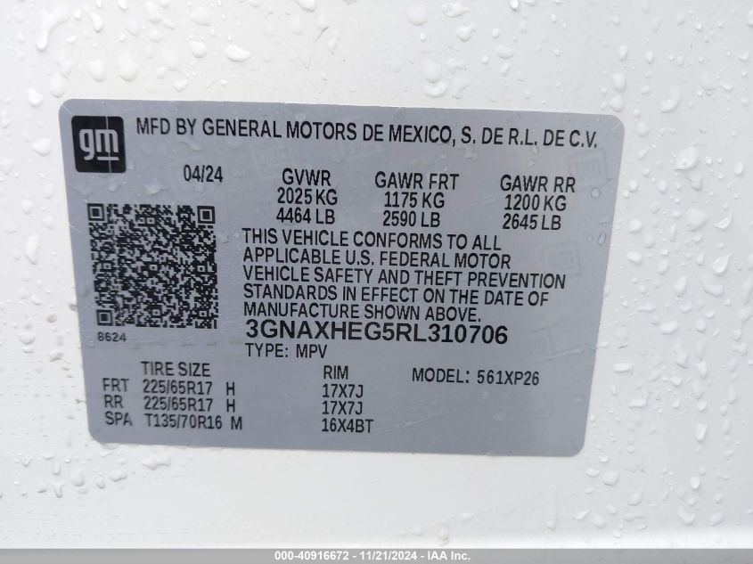 2024 CHEVROLET EQUINOX FWD LS - 3GNAXHEG5RL310706