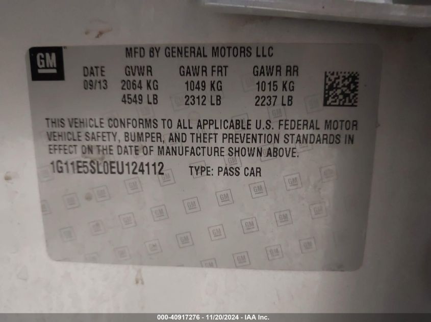 VIN 1G11E5SL0EU124112 2014 Chevrolet Malibu, 2LT no.9