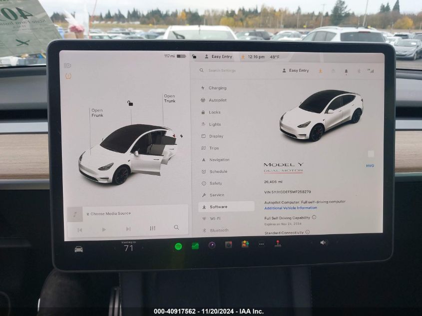 2021 Tesla Model Y Performance Dual Motor All-Wheel Drive VIN: 5YJYGDEF5MF258279 Lot: 40917562