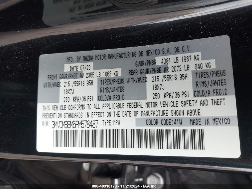 2023 Mazda Cx-30 2.5 S Select VIN: 3MVDMBBM5PM578487 Lot: 40918173