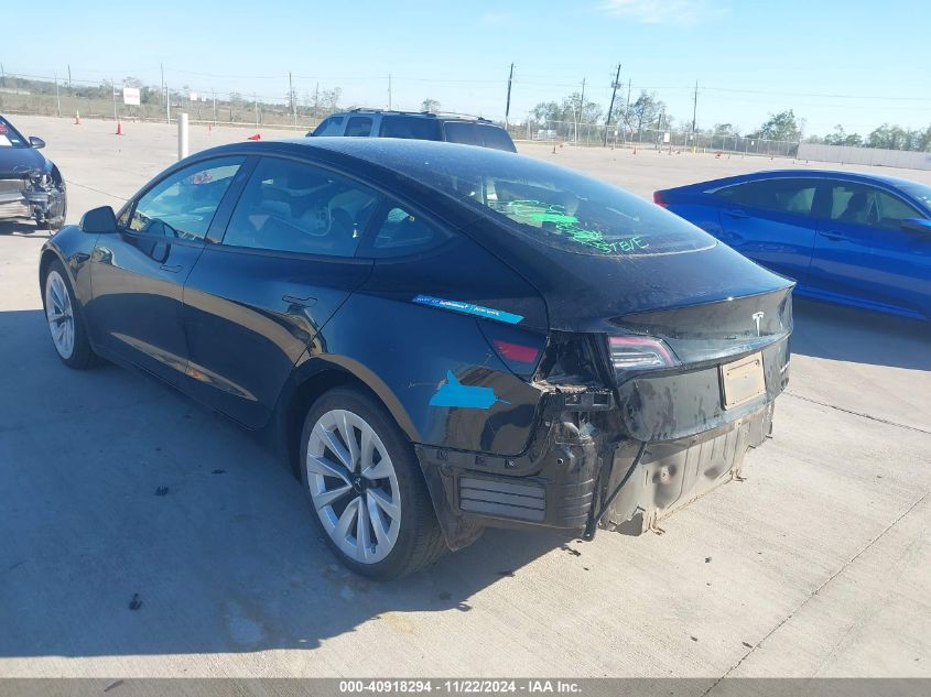 VIN 5YJ3E1EB4NF245441 2022 TESLA MODEL 3 no.3