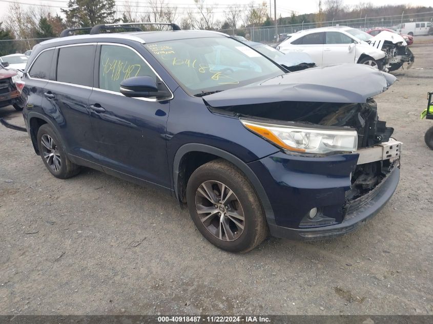 VIN 5TDJKRFH8GS233633 2016 Toyota Highlander, Xle V6 no.1