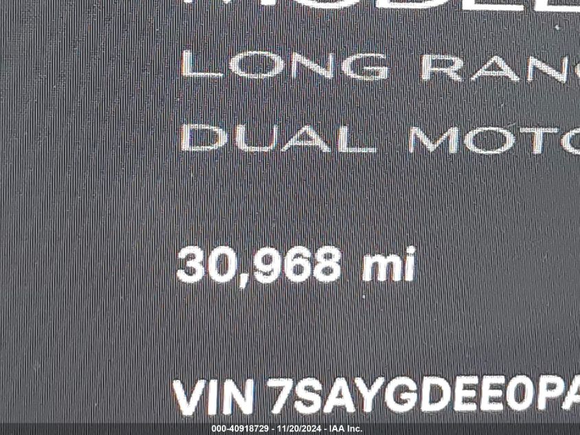 2023 Tesla Model Y Awd/Long Range Dual Motor All-Wheel Drive VIN: 7SAYGDEE0PA076517 Lot: 40918729