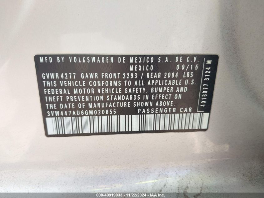 2016 VOLKSWAGEN GOLF GTI AUTOBAHN W/PERFORMANCE PACKAGE 4-DOOR - 3VW447AU6GM020855