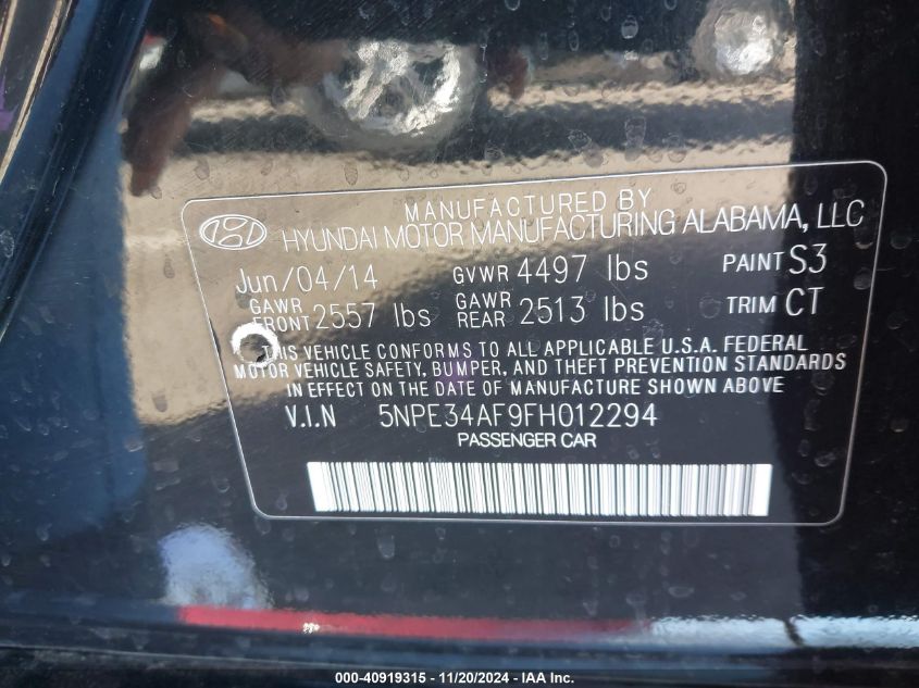 2015 HYUNDAI SONATA LIMITED - 5NPE34AF9FH012294