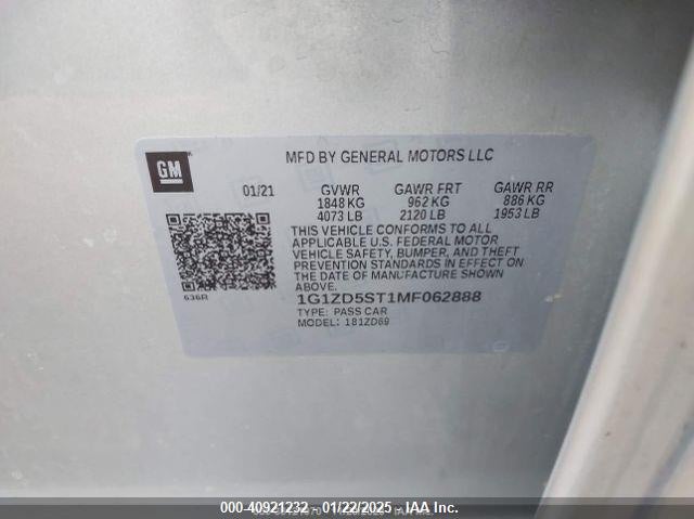 2021 CHEVROLET MALIBU FWD LT - 1G1ZD5ST1MF062888